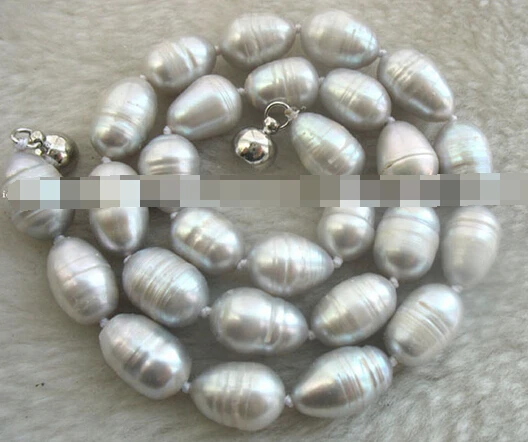 

N3632 freshwater pearl gray egg necklace 17" N Discount (A0325)