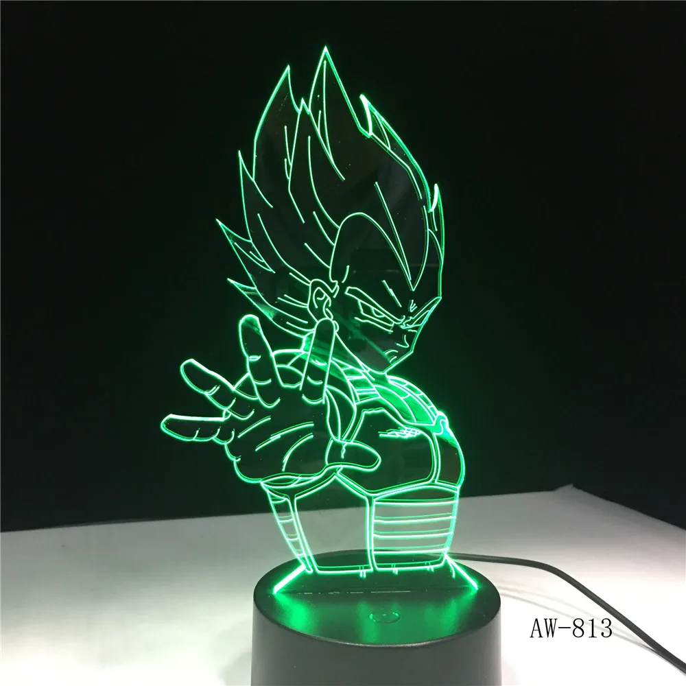 Dragon Ball Супер Saiyan God экшен-фигурка Гоку 3D иллюзия настольная лампа 7 цветов Изменение ночник для мальчиков детские подарки AW-813
