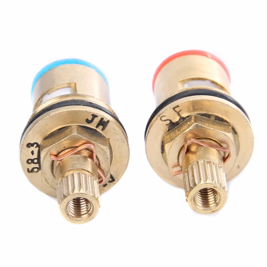 New 2pcs Brass Ceramic Disc Cartridge Valves Mayitr Quarter Turn Cartridges Gland Insert 20 Teeth Basin Bathroom Repair Kit