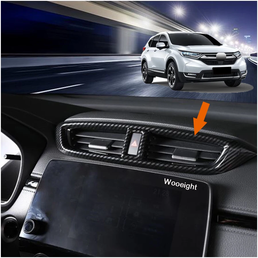 New ABS plastic Car-styling Carbon Fiber Car Interior Middle Air Vent Outlet Panel Cover Trim Frame For Honda CRV CR-V 2017 2018 (5)