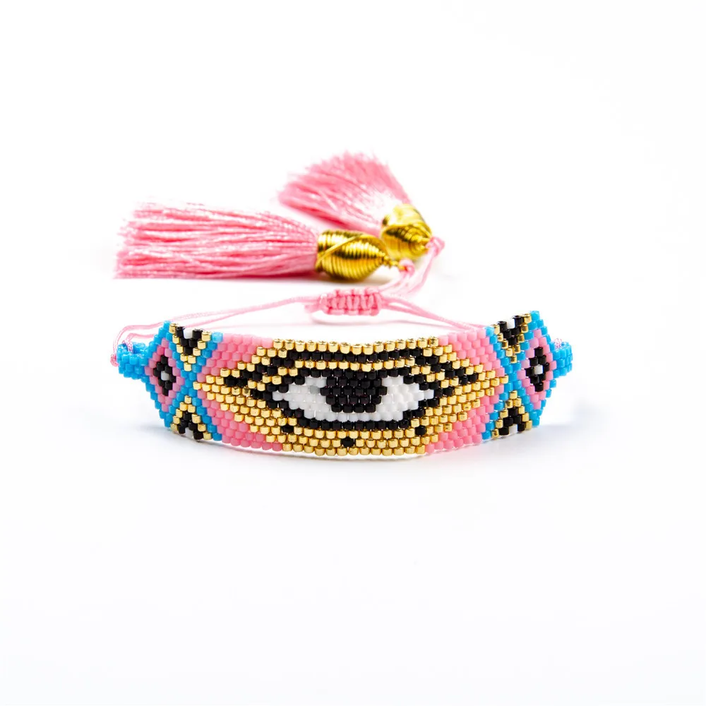 Браслет evil eye MIYUKI манжеты браслет evil eye s розовый Delica бусины ручной работы ткацкий станок тканые кисточкой Для женщин ювелирные подарки - Окраска металла: pattern 3