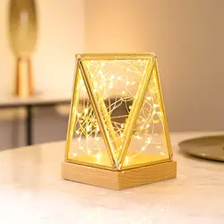 Светодио дный светодиодная струнная лампа Пирамида ночник геометрический Настольный декоративный свет праздник домашний спальня стол