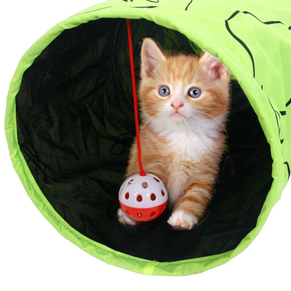 Pet Туннель Cat Отпечатано Зеленый Прекрасный Извивающихся Котенок Игрушка С мяч