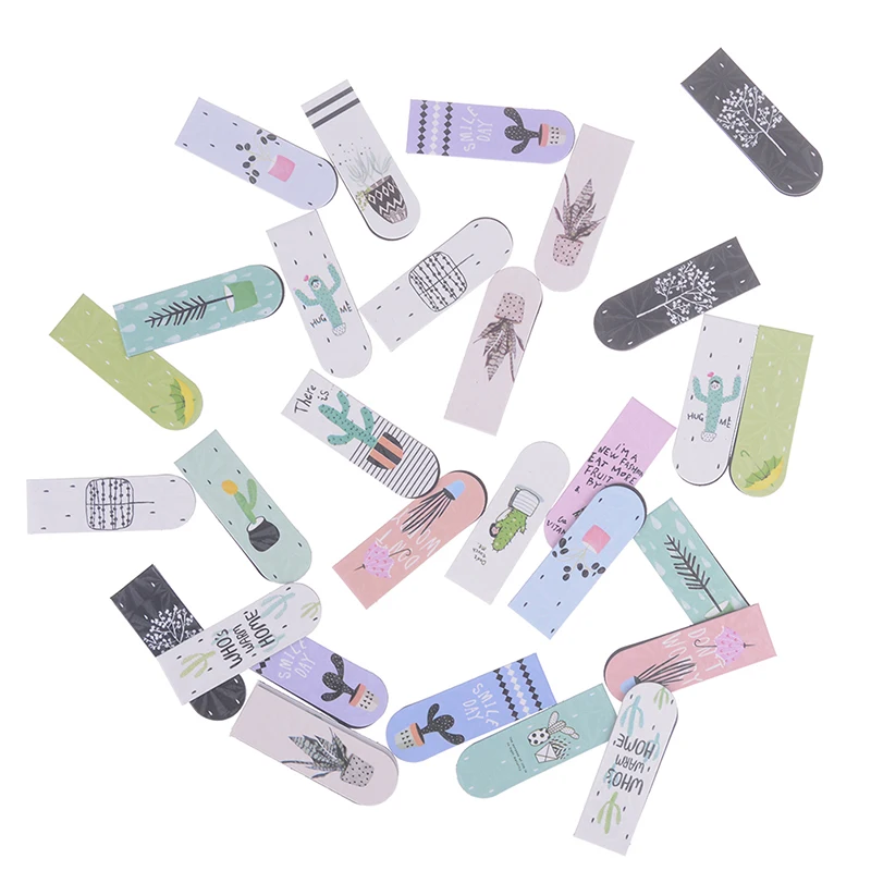 Hot 6pcs /Set Fresh Green Plants Cactus Magnetic Bookmarks Books Marker of Page Stationery School Office Supply Paper Clip