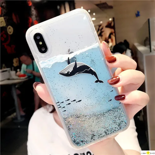 Black Dolphin Жидкий Дельфин чехол для iPhone XS Max X 8 8 Plus 7 7 Plus 6 6 S 6 S Plus Сияющие Стразы защитный бампер для телефона Ins Модный чехол - Цвет: Black Dolphin