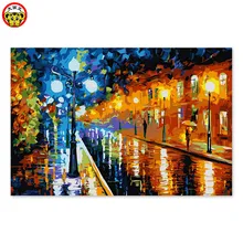 Эти города яркие огни цифровая живопись декоративная живопись Цвет Окрашенные его улица Skylight с ножом живопись по номерам