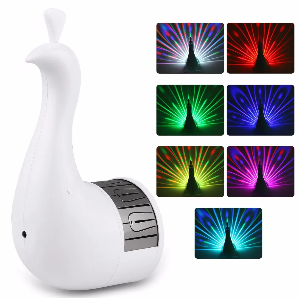 

Novelty Peacock Night Light Projectior Lamp With Remote Control Home USB Night Light LED Colorful Home Decorative 3D Wall Lamp