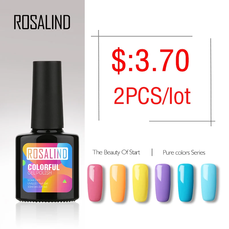 

Rosalind Gel 1 Nail Gel 2Pcs*10ML Soak-Off UV LED primer Gel Nail Polish Long-lasting gel varnishes 118Color Optional