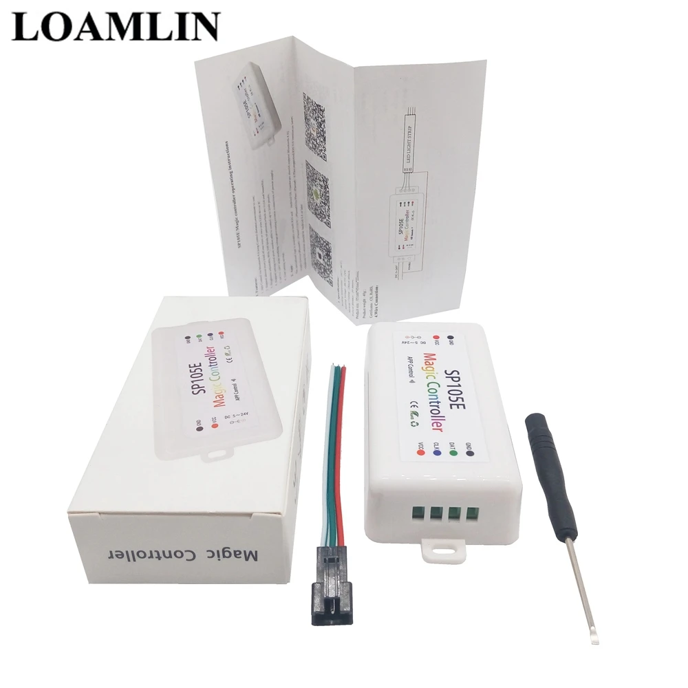 

SP105E Led Strip Bluetooth RGB Controller WS2801 WS2811 WS2812B SK6812 APA102 Colorful Led Pixel Controller DC5-24V
