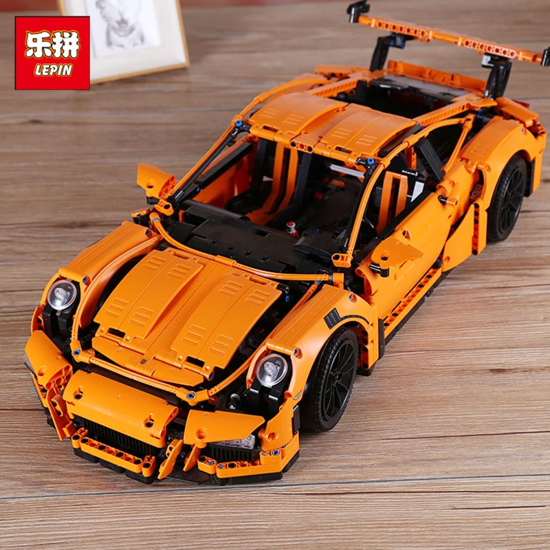 Lepin 20001 20001B Technic Serii 2704 SZTUK Pomarańczowy Biały Super Wyścig Model samochodu 42056 Zestawy Building Blocks Cegły DIY Zabawki dla chłopiec