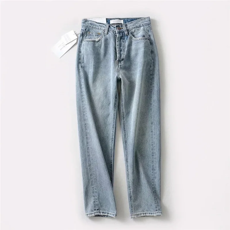 light blue Женские классические синие классические джинсы с высокой талией, джинсы в стиле мамы, джинсы длиной до щиколотки, Женские винтажные джинсы высокого качества - Цвет: light blue
