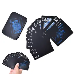 1 компл. забавные Пластик ПВХ покер Водонепроницаемый черный игральных карт прочный покер с металлической коробке креативный подарок