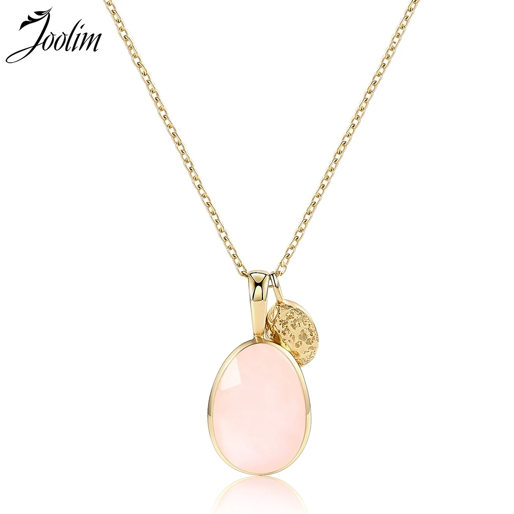 

JOOLIM ANTI-ALLERGIC Quartz Pink Real 925 Sterling Silver Pendant Necklace High END Drop Shipping Supplier