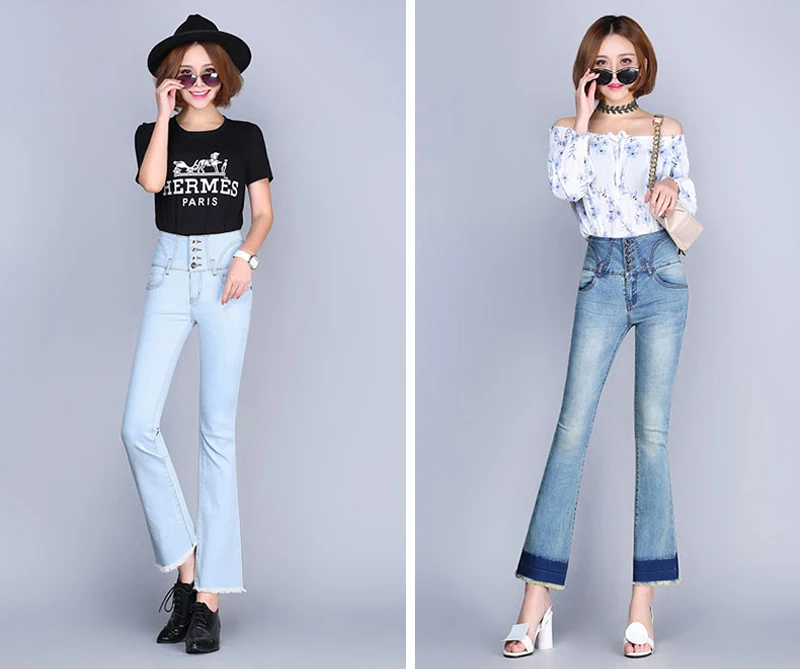 Nonis/расклешенные джинсы с высокой талией для женщин; ; джинсы до щиколотки; женские леггинсы; сезон весна-лето; большие размеры