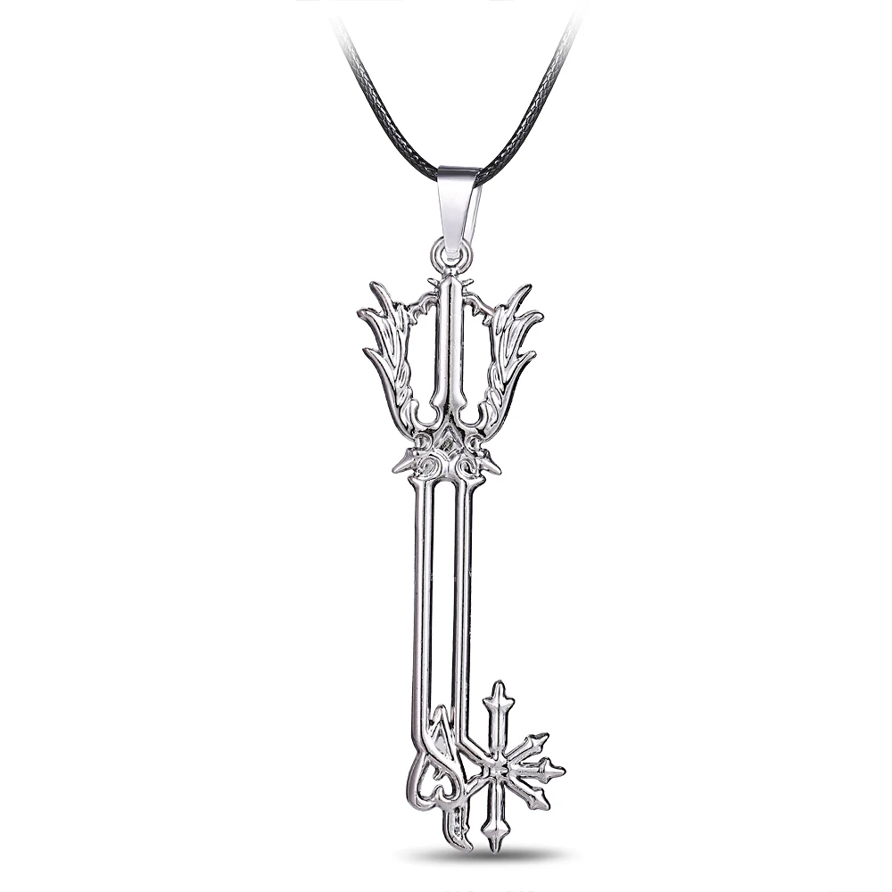 

Jewelry Statement Women Necklace Kingdom Hearts Leather Chain Choker Game KH 5 Key Pendants Men Necklace