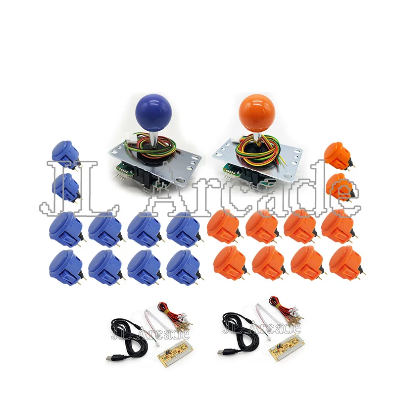 

Super good quality DIY Arcade Joystick Kit 2pcs arcade joystick + 16pcs 30mm + 4pcs 24mm Double color Original sanwa push button