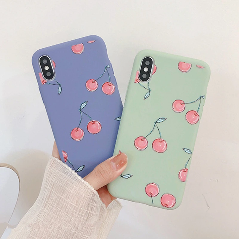 

BONVAN For iPhone X XR XS Max Case soft Cute Cherry Protection Back Funda For iPhone 6 6s 7 8 Plus Phone Cover Coque