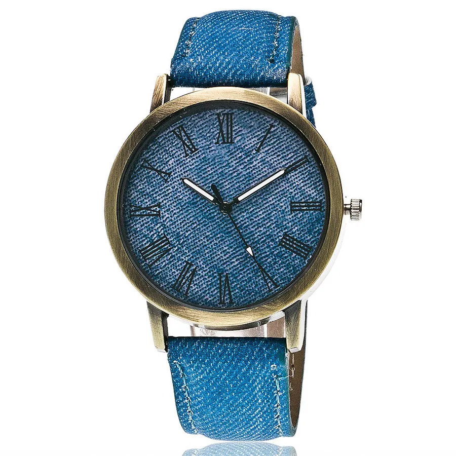 CAY модные повседневные женские мужские кварцевые наручные часы синие джинсовые римские литерные бронзовые простые дизайнерские часы в ковбойском стиле Relogio Masculino