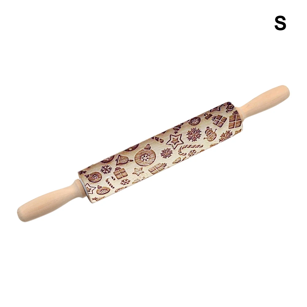 Christmas Gift Pattern Embossing Rolling Pin For DIY Kitchen Gingerbread Cookies TN88 - Цвет: as show  S