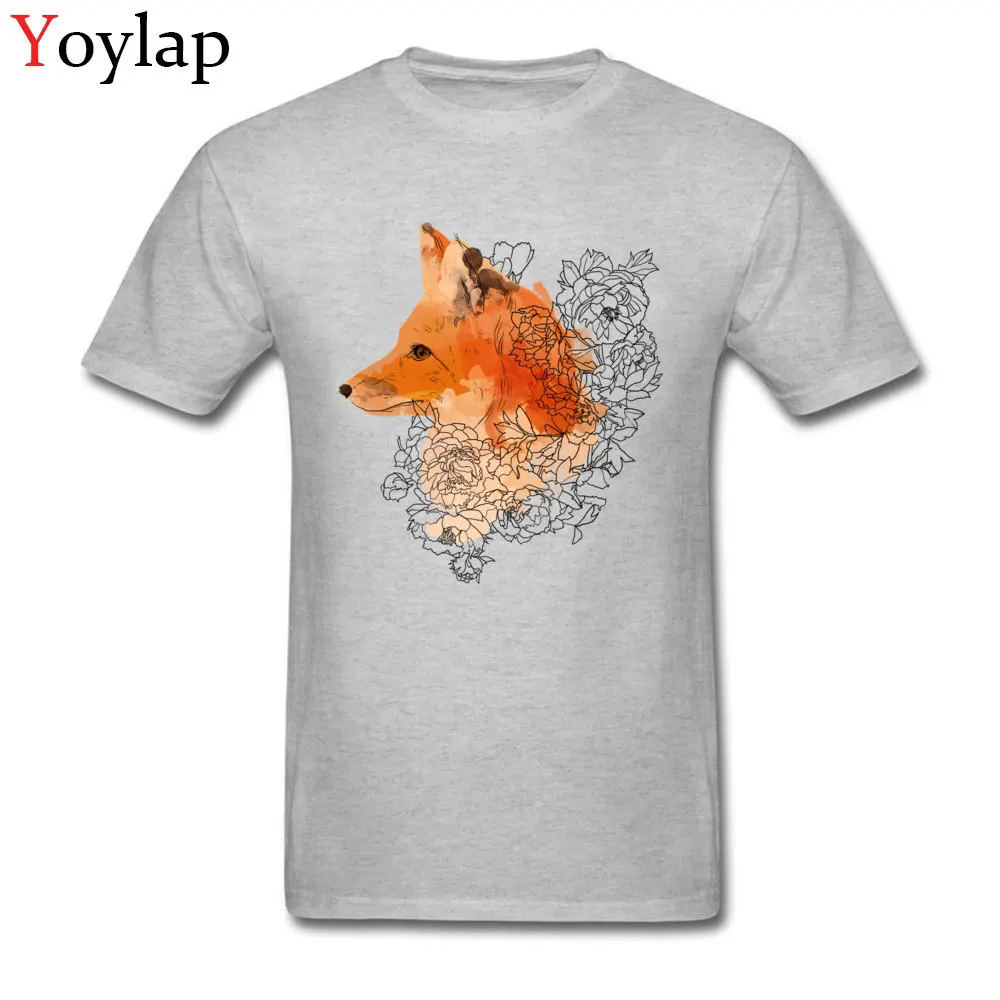 Cute 3D Printed T Shirt Crewneck 100% Cotton Watercolor fox Student Tops Shirts Short Sleeve Summer 3D Printed Sweatshirts grey