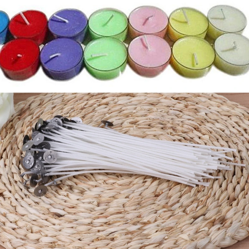 

100Pcs Natural Candle Wick Low Smoke 6 Inch Pre-Waxed Core For Candle Making DIY