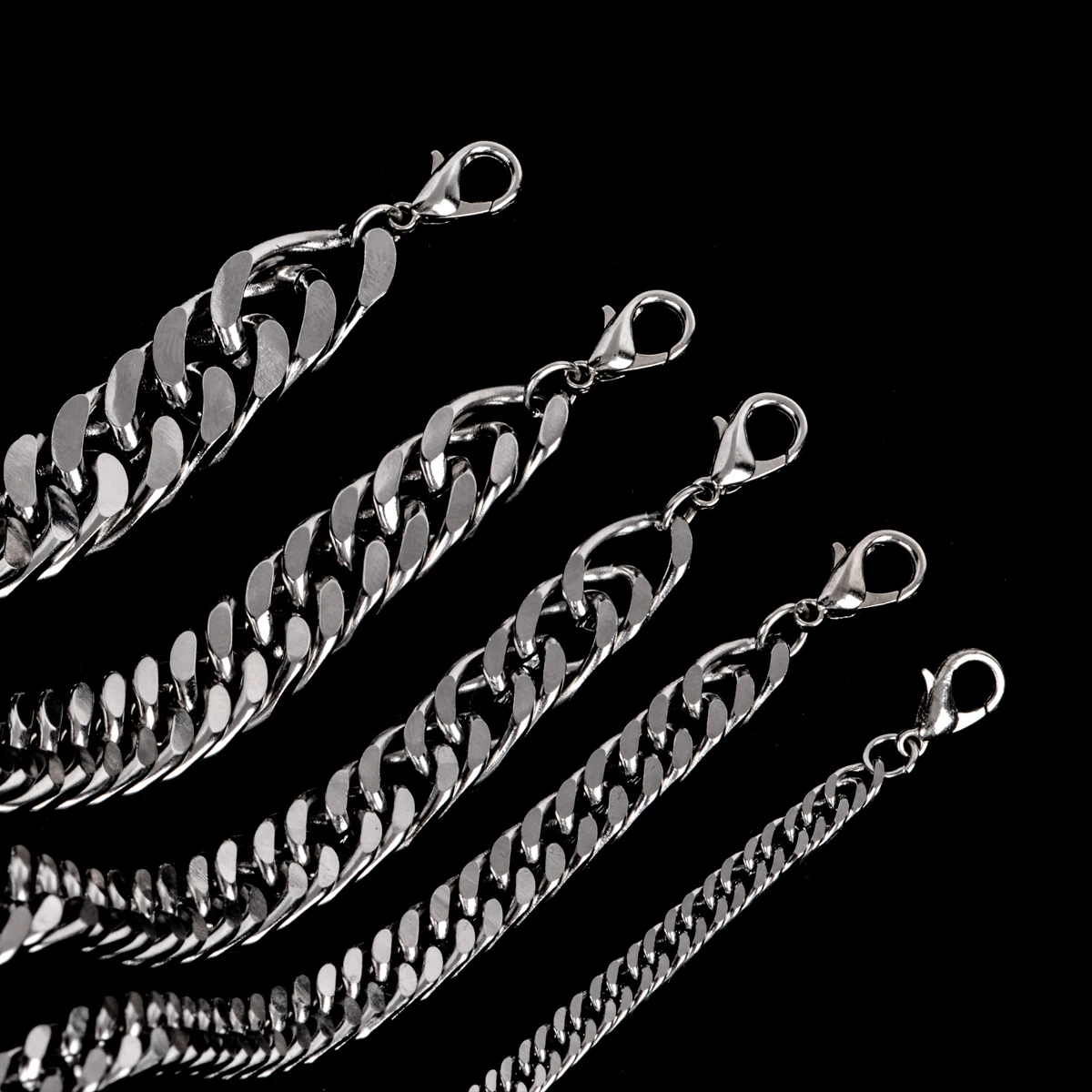 3mm/4mm/6mm/8mm/10mm/12mm Width Stainless Steel Chain Bracelet For Men Silver Color Bracelets & Bangles Vintage Hip Hop Jewelry