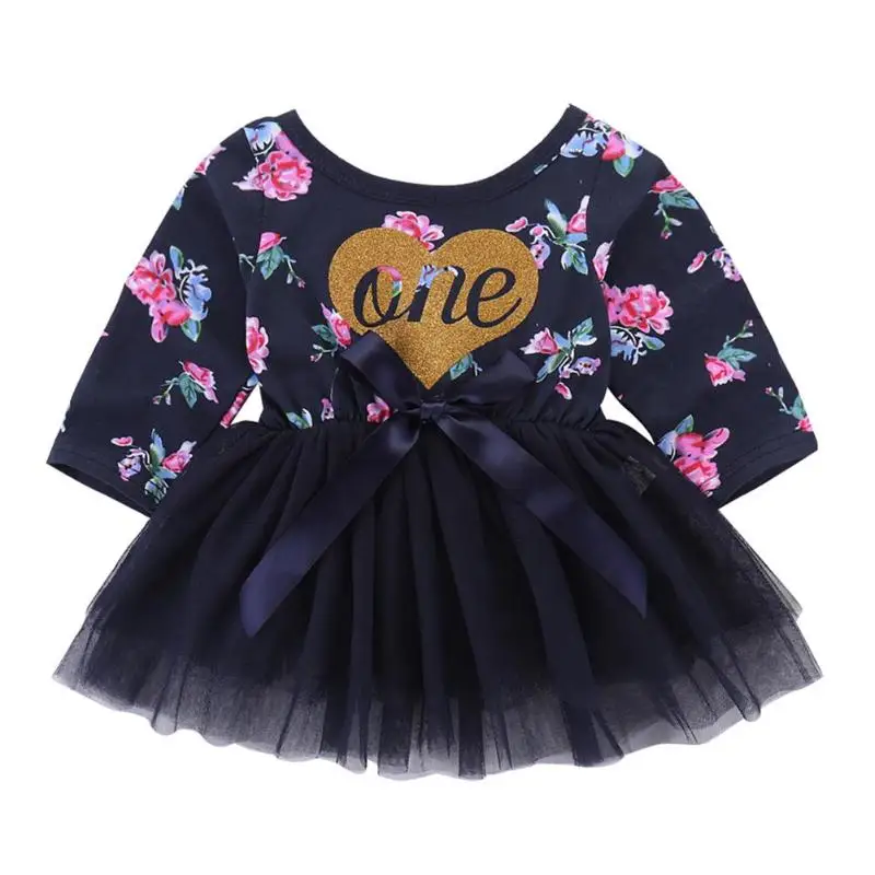 

Summer Newborn Baby Girls Long Sleeve O-Neck Sweet Floral Print Gauze Dress
