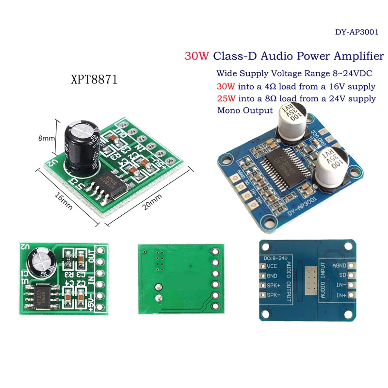 TPA3118 2x30 Вт 8-26 в DC Bluetooth стереонаушники цифровой усилитель мощности плата для diy игрушки модель amplificador усилители D3-001