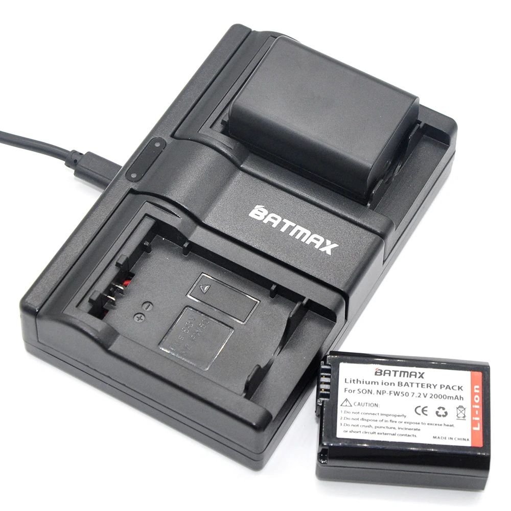 2Pcs NP FW50 NP FW50 Battery + Dual USB Charger for Sony NEX 7 NEX 5N