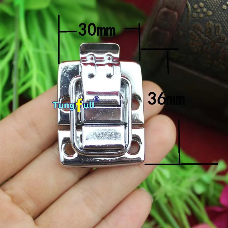 Tungfull latch Wooden packaging box clasp buckle flat white metal