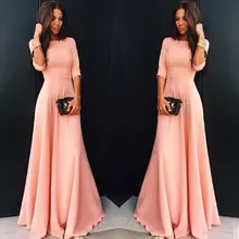 Элегантное шифоновое вечернее длинное платье с рукавом средней длины для вечеринки, модное женское элегантное платье черного, синего и розового цветов Vestidos