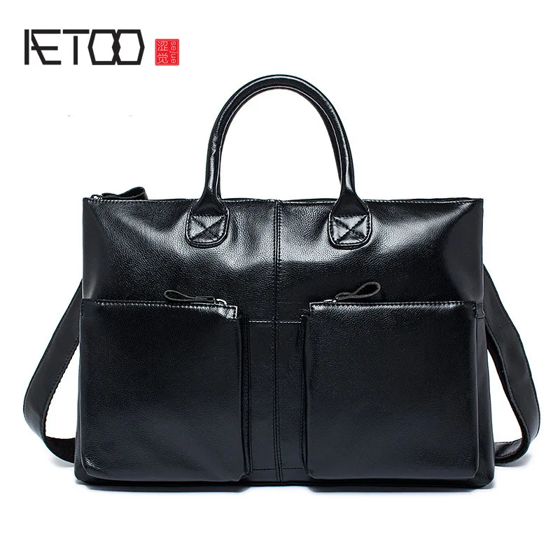 

AETOO Men bag wholesale men's shoulder bag leather first layer cowhide business briefcase handbag