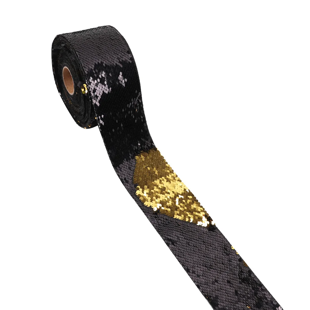black x gold IBOWS 2 года/лот " 75 мм блестящая Двусторонняя лента с принтом единорога аксессуары для волос головной убор материал украшение для свадебной вечеринки - Цвет: black x gold