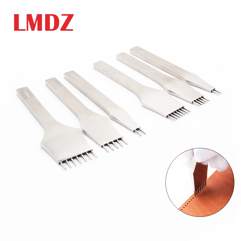 LMDZ 1Pcs Leather Punching Pricking Round Chisel Tools 3mm 4mm 5mm Spacing 2/5/7 Prong DIY Handmade Stitching Leather Craft Tool