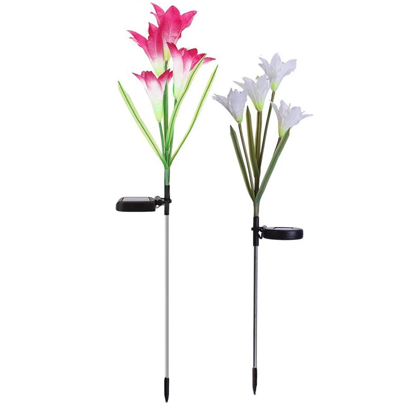 

Outdoor Solar Garden Stake Lights,Upgraded Led Solar Powered Light, Multi-Color Auto-Changing 8 Bigger Lily Flower Decorative