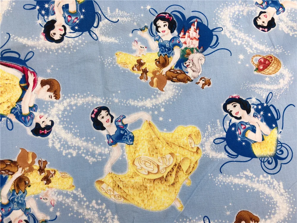 110*100 см Белоснежка Принцесса Девочка Хлопок Сатин Ткань для шитья и рукоделия материал ручной работы Hometextile лоскутное