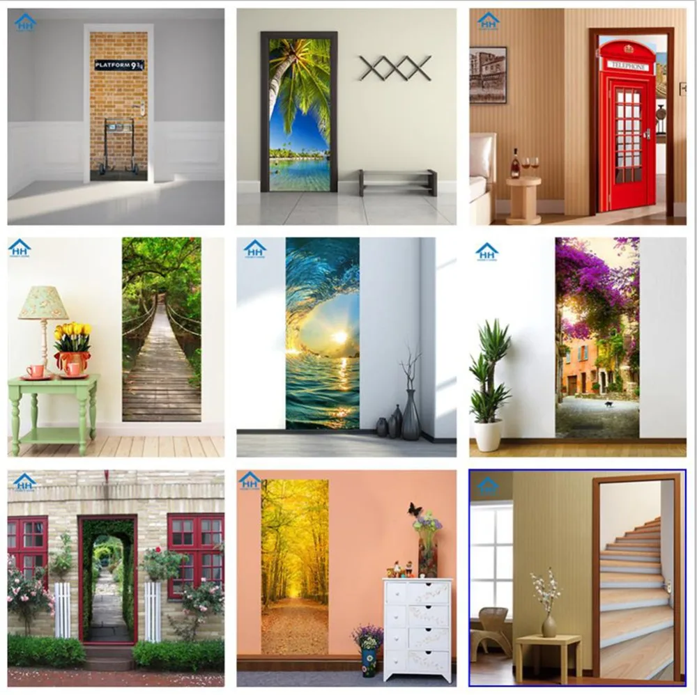 

Maldives Door Stickers 3D Home Decor Decals Self-adhesive Wallpaper Landscape Art Murals For Kids Bedroom Dorm Door Renovation
