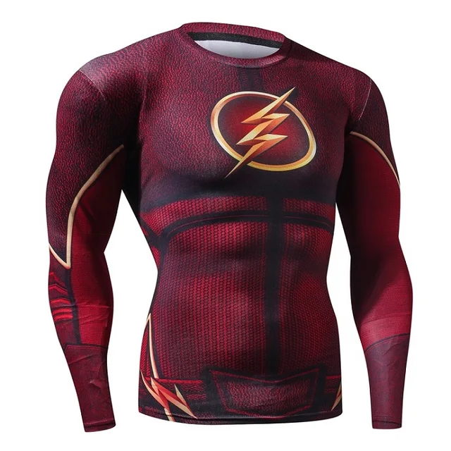 Rashguard Men Brand Clothing  Fashion Compression Shirt Flash Cosplay Costume Quick Dry Fitness Clothing 3d Print Tshirt