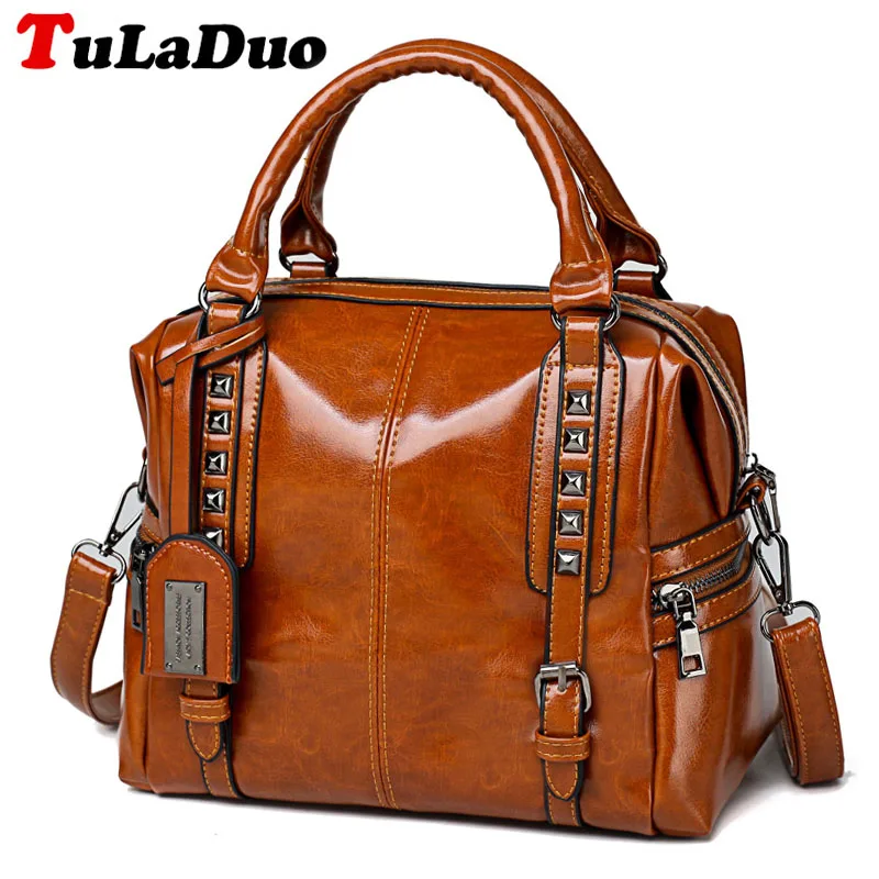 

Fashion Rivet Casual Tote Bag Women Handbags High Quality PU Leather Women Crossbody Bags Luxury Brand Ladies Messenger Bags