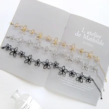 Dandie Trendy Metal Flower Choker Necklace, Flower Shape Chic Jewelry chic dry flower necklace for women