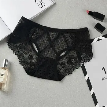 

2020 summer Women Sexy Lace Floral Low Waist nightwear Panties Stripe Briefs Hollow Buttock Thongs Underwear G-String Lingerie