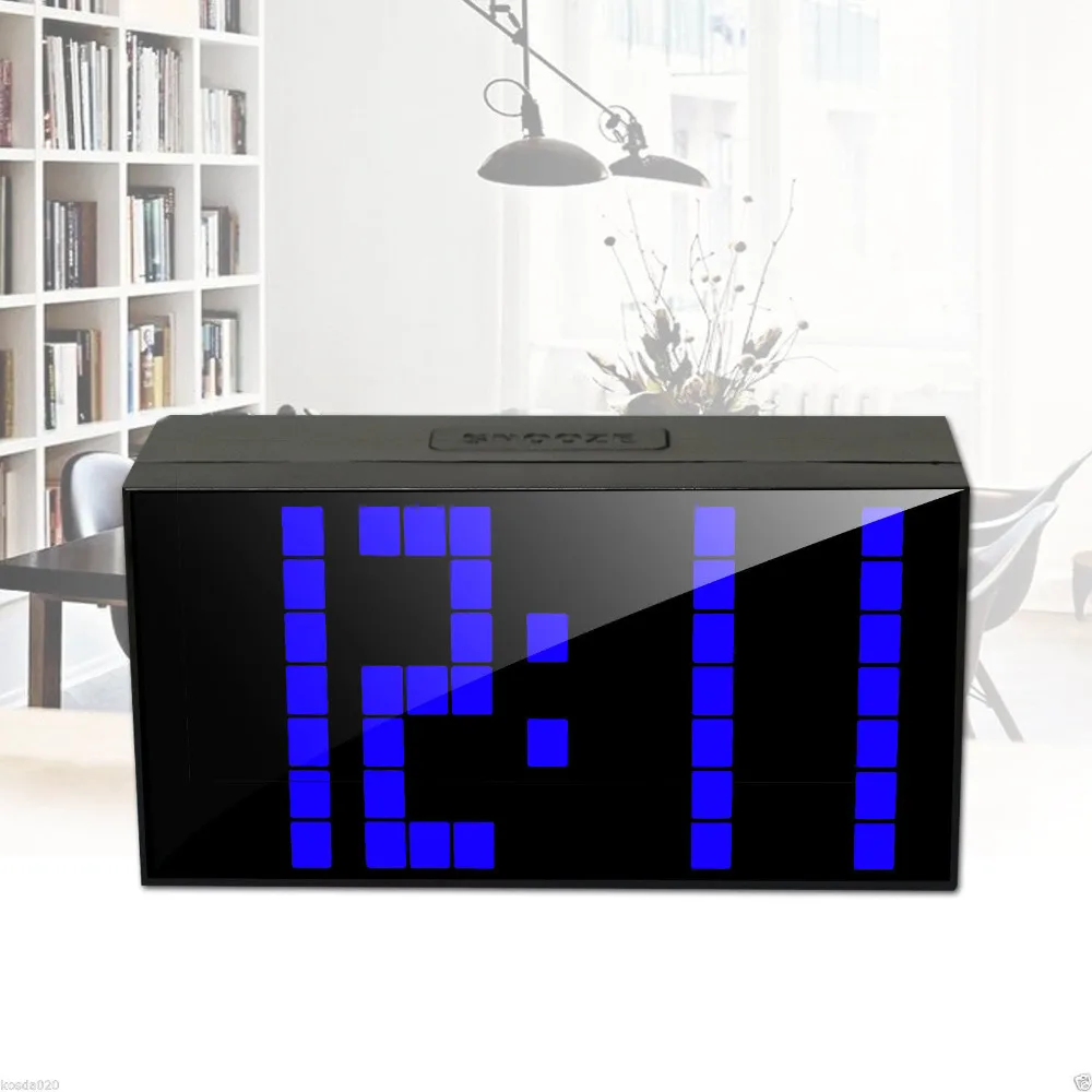 Wall Mount Desktop Snooze LED Digital Alarm Clock Large Display with