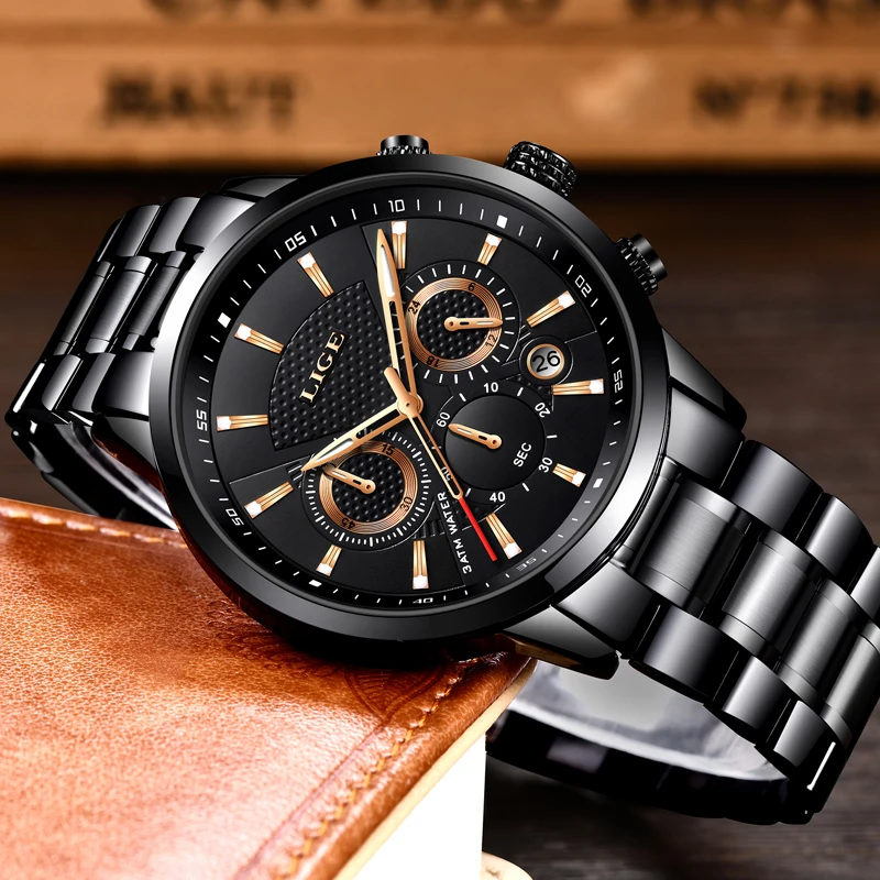 2018 LIGE Mens watches To Luxury Brand business Quartz Watch Men Military Sports Waterproof Dress W