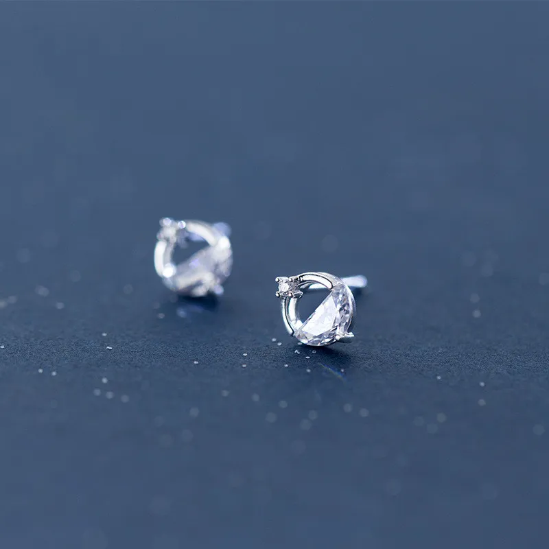Forever Clear CZ 925 Sterling Silver Circle Round Stud Earrings with Jewelry GIFT | Украшения и аксессуары