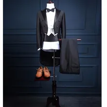 Custom Made Mens three-piece Suits With Pants For Wedding Groom Slim Fit Costume Homme Mens Black Party Tuxedo Tailcoat