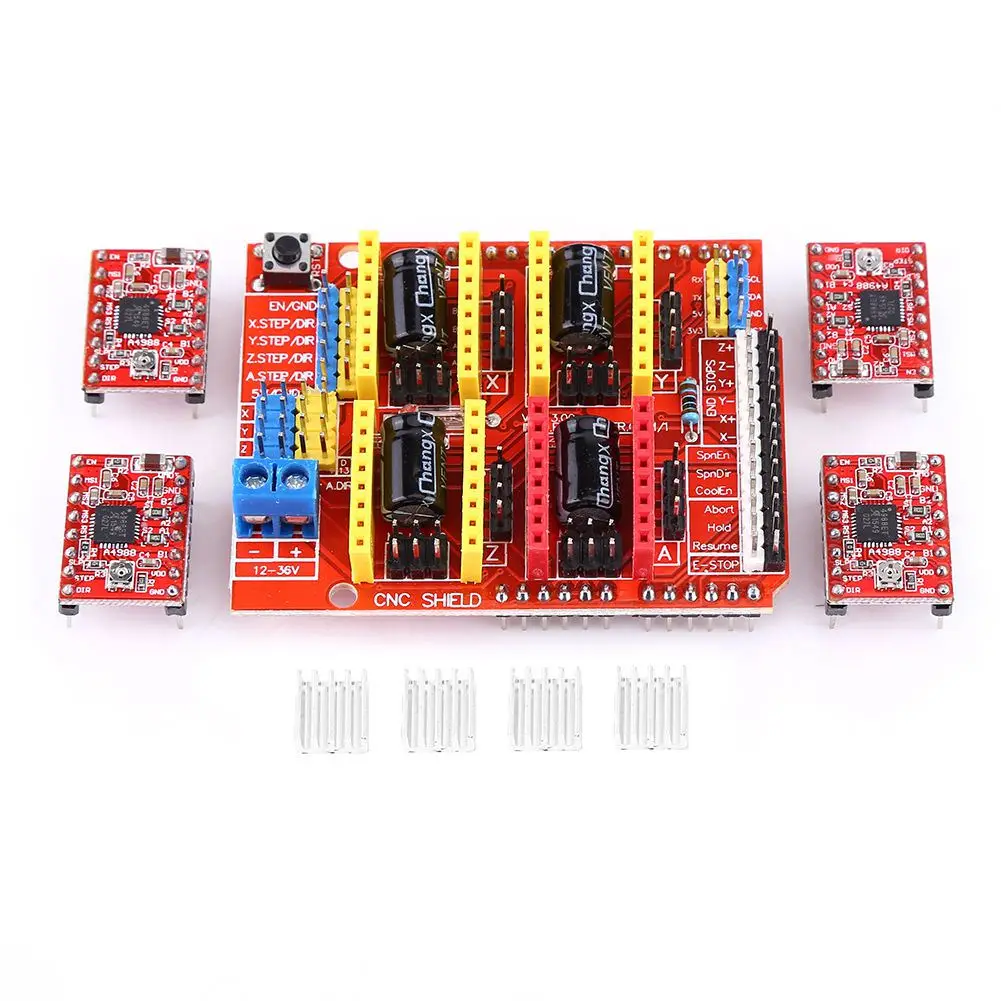 3D CNC щит доска для UNO R3+ 4 шт. A4988 Драйвер шагового двигателя для Arduino 3d принтер CNC защитная пластина Прямая поставка