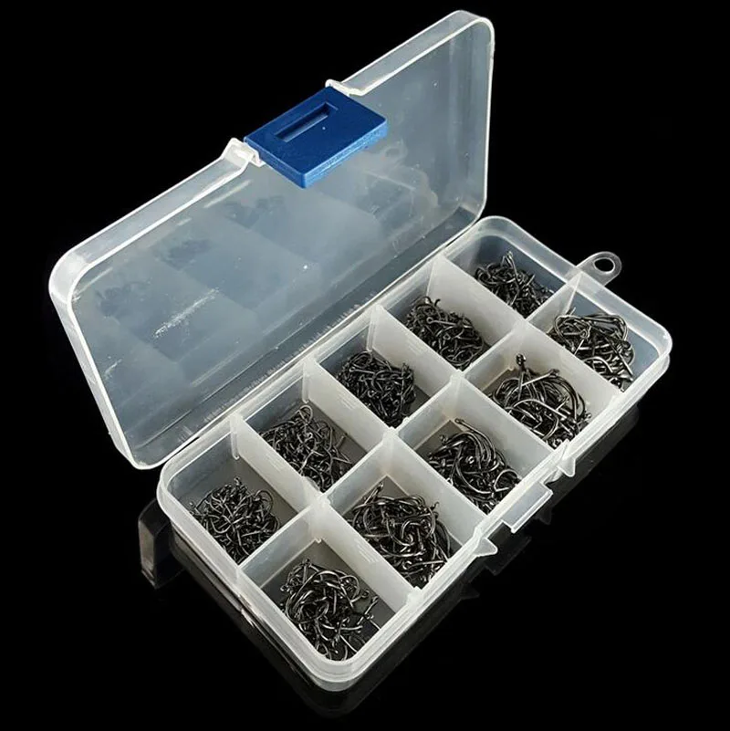 

500pcs/set Mixed Size 3#-12# High Carbon Steel Carp Fishing Hooks with Storage Box Fish Hook Fishing Jig Hooks