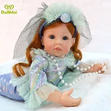 С рисунком «маленькая русалочка» для маленьких девочек куклы игрушки подарок 2" 58 см виниловые силиконовые перерожденные куклы принцессы Bebe живой reborn реалистичног