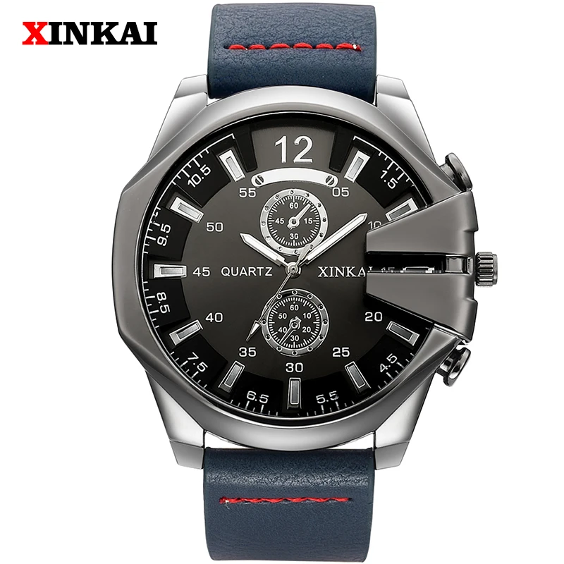 

Cool Punk Militray Men Watch Brand Top Luxury Leather Quartz Male Watches Waterproof Retro Fashion Black Clock Relogio