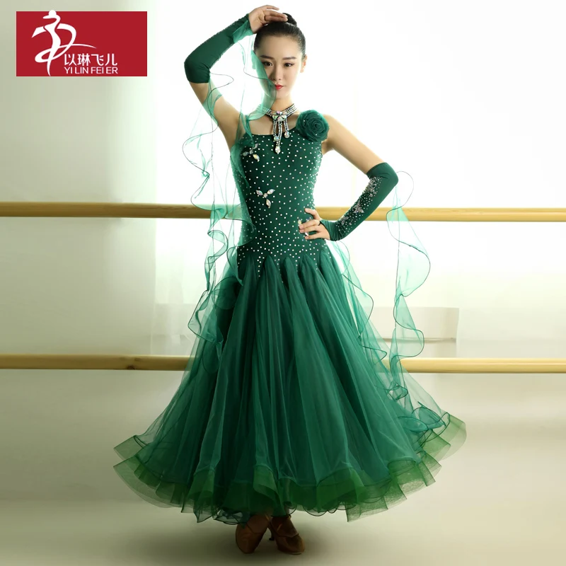 Новое современное танцевальное платье со стразами, стандартное бальное платье